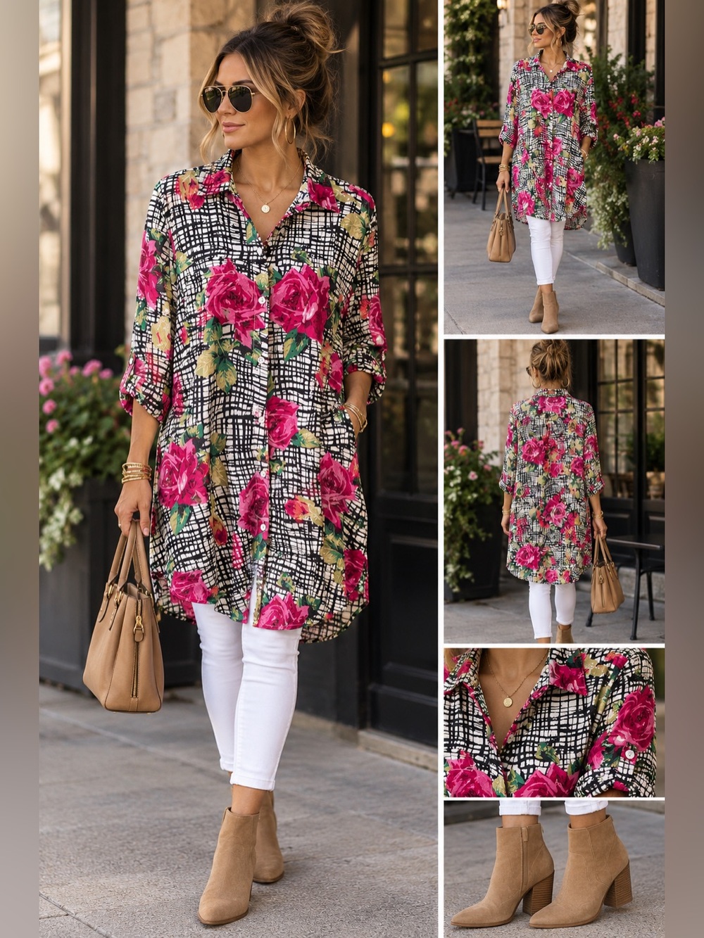 • Vincente lightweight floral patterned top, L •